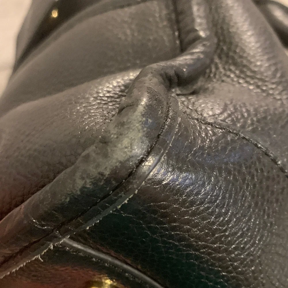 Tory Burch Black Pebbled Leather Satchel with Gold-Tone Logo Purse 👛 - Picture 15 of 17